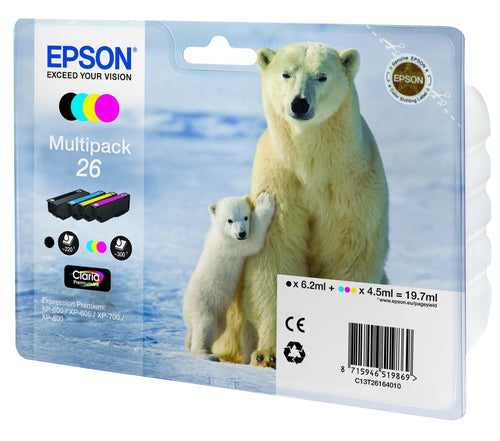 Epson Polar bear Multipack 4-colours 26 Claria Premium Ink Epson Polar bear Multipack 4-colours 26 Claria Premium Ink